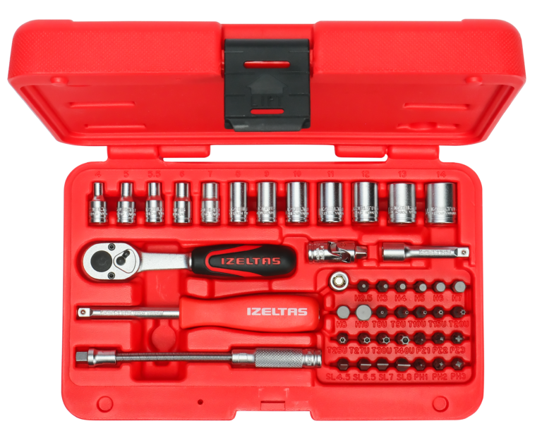 1/4 ALTI KOSE LOKMA ANAHTAR VE BITS SET 45 PARCA